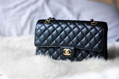 chanel classic flap bag medium black caviar gold hardware|Flap Bags .